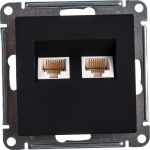 Двойная компьютерная розетка Schneider Electric ATLASDESIGN RJ45+RJ45, категория 5E, КАРБОН ATN001085 (артикул 16314352) – фото 1