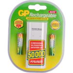 Перезаряжаемые аккумуляторы GP 100AAAHC 2шт и з/у с USB кабелем GP100AAAHC/CPB2-2CR2 (артикул 18324577) – фото 1