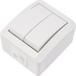 Двухклавишный накладной выключатель KRANZ IP54 белый KR-78-0832 (артикул 21587092) – фото 1