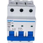 Автоматический выключатель CHINT NB1-63, 3P, 10A, 6кА, характеристика C 179698 (артикул 17532024) – фото 1