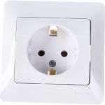 Одноместная розетка Schneider Electric СП Glossa 16А с заземлением, в сборе, белая GSL000142 (артикул 15873965) – фото 1