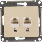 Механизм компьютерной розетки Schneider Electric 2-м Glossa RJ45+RJ45 кат.5е бежевый SchE463578 GSL000285KK (артикул 15788759) – фото 1