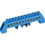 Нулевая N шина в комбинированном синем изоляторе на DIN-рейку REXANT 8x12 мм 12 групп 11-2318 (артикул 22173561) – фото 1