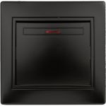 Выключатель Intro Plano 1-102-05 одноклавишный с подсветкой, 10А-250В, IP20, СУ, антрацит, Б0053734 (артикул 20773035) – фото 1