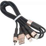 Кабель USB Hoco3 в 1 для Lightning, Micro USB, Type-C, 2.0A, длина 1.0м, черный с золотым 648368 (артикул 18687780) – фото 1