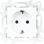 Розетка Simon 2К+З Schuko со шторками, белый 2450432-030 (артикул 16102714) – фото 1