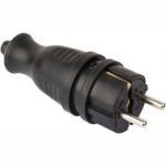 Каучуковая прямая вилка EKF, 230В 2P+PE 16A IP44 PRO RPS-011-16-230-44-r (артикул 16373770) – фото 1
