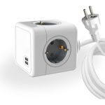 Удлинитель ROCKETSOCKET Cube Extended 4 Euro 16A, 2 USB A с блоком 5В/2.1А, кабель 1,5 м цвет серый GNS1404 (артикул 24499491) – фото 1