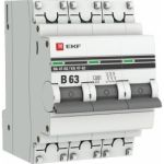 Автоматический выключатель EKF 3P 63А В 4,5kA ВА 47-63 PROxima SQ mcb4763-3-63B-pro (артикул 16040678) – фото 1