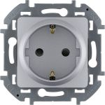 Розетка Legrand 2К+З со шторками - немецкий стандарт - 16 А - 250 В - INSPIRIA - алюминий 673732 (артикул 20964531) – фото 1