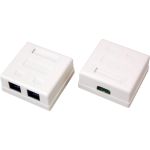Сетевая розетка LAN REXANT на стену, 2 гнезда RJ-45 (8Р8С), 5e категории 06-0105-C (артикул 22875651) – фото 1