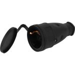 Розетка ЭРА RX10-B-IP44 каучуковая c заземлением 16А IP44 прямая черная Б0055418 (артикул 21449158) – фото 1