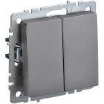2-клавишный выключатель IEK Brite 10а вс10-2-0-брс сталь BR-V20-0-10-K46 (артикул 24594231) – фото 1