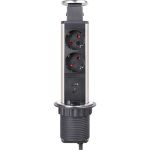 Встраиваемый выдвижной розеточный блок Inrior блок розеток на 2 EURO розетки и 2 USB-A+C, стальной, RUFH-01-90 (артикул 23273673) – фото 1