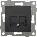 Механизм комбинированной розетки GUSI ELECTRIC Ugra RJ45, RJ12, СУ, графит С11КТ-010 (артикул 16032651) – фото 1