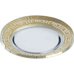 Встраиваемый светильник для натяжных потолков с белой LED подсветкой Feron CD4981 GX53, прозрачный, золото, 41907 (артикул 21068638) – фото 1