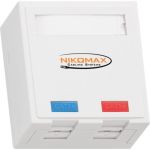 Настенная розетка NIKOMAX 2 порта, со шторками, белая NMC-WO2UD2-FT-ST-WT (артикул 15896322) – фото 1