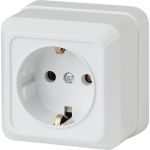 Розетка Intro 2Э20201 2PE Schuko, 16А, 250В, ОУ, б.м.п., Quadro, белый Б0038841 (артикул 16069581) – фото 1