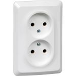 Двойная розетка Schneider Electric ЭТЮД, С/У, без заземления, без шторок, 16А, 250B, БЕЛЫЙ PC16-105B (артикул 16313805) – фото 1