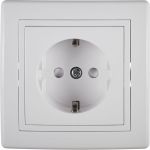 Розетка Aling-conel PRESTIGE 16A 250В с фарфоровой вставкой и защитой, белая 601.00 113027 (артикул 20017930) – фото 1