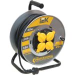 Катушка с термозащитой IEK ""Professional"" УК40 металлическая, 4 места, 2Р+PЕ/40м, КГ, 3х1,5мм2, IP44 WKP16-16-04-40-44 (артикул 16303010) – фото 1