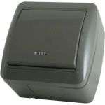 1-клавишный выключатель TDM открытой установки с подсветкой IP44 10А серый "Селигер" SQ1818-0103 (артикул 16533927) – фото 1