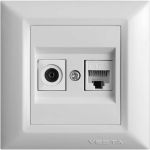 Двойная розетка LAN + TV Vesta Electric Roma для сетевого кабеля FRZTV010102BEL (артикул 23300295) – фото 1