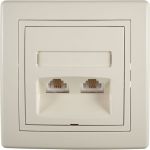 Телефонная розетка Aling-conel PRESTIGE 2xRJ12 6/4 Cat3, бежевая 613.999 113219 (артикул 20018110) – фото 1