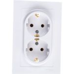 Двухместная розетка Schneider Electric ATLAS DESIGN с заземлением 16А в сборе белая ATN000124 (артикул 15873766) – фото 1