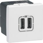 2-местная USB розетка Legrand Mosaic для зарядки, цвет белый 278594L (артикул 18120955) – фото 1
