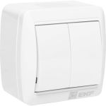 2-клавишный выключатель EKF Владивосток 10А IP54 белый EQR16-023-30-54 (артикул 22867905) – фото 1