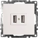 2-местная розетка USB STEKKER (механизм), GLS10-7115-01, 250B, 2,4А, серия Катрин, белый 39686 (артикул 22963287) – фото 1