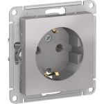 Механизм розетки Schneider Electric 1-м СП ATLAS DESIGN с заземлением 16А алюминий ATN000343 (артикул 15873934) – фото 1