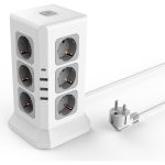 Удлинитель ROCKETSOCKET Tower Extended 12 Euro 16A, 4 USB 3A+C с блоком 5В/3.4А, кабель 2,0 м цвет белый GNS5004 (артикул 24499563) – фото 1