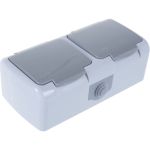 Двухместная розетка EKF Мурманск 16А с заземлением с крышкой IP54 серый с защитными шторками EFR16-129-30-54 (артикул 15831933) – фото 1