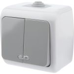Выключатель Intro Atlantic 5-105-03 двойной с подсветкой 10А-250В открытой установки серый Б0050944 (артикул 17519916) – фото 1