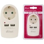 Розеточный адаптер duwi 1 гнездо + 2 USB порта с заземлением слоновая кость ivory 16A 3680Вт 27420 9 (артикул 21556084) – фото 1