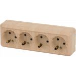 Розетка Intro Quadro с заземлением четырехместная 4x2P+E, 16А-250В, IP20, открытая установка, сосна, Б0053844 (артикул 20773167) – фото 1