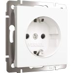 Розетка WERKEL W1171161 с заземлением и шторками белый матовый a059266 (артикул 23243355) – фото 1
