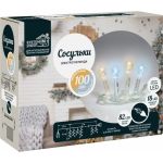 Электрогирлянда GLOS Сосульки, 2x0,4 м, 100 светодиодов (82 теплых белых + 18 мигающих холодных белых) GLR-SI0417-WWW (артикул 23673891) – фото 1