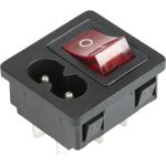 Разъем питания REXANT C8 2PIN с клавишным выключателем с красной подсветкой 250 V 6 А 10 шт 36-2285 (артикул 20922279) – фото 1