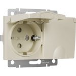 Двойная влагозащищенная розетка WERKEL W1172203 с заземлением с защитными крышками и шторками слоновая кость a057279 (артикул 22050826) – фото 1