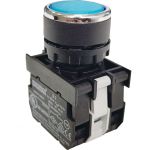 Нажимная круглая кнопка Emas синяя, 250В AC, 4А, 12-30В AC/DC, 10шт. B172DM (артикул 16294206) – фото 1