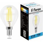 Светодиодная лампа FERON LB-511 Шарик E14 11W 6400K, 38225 (артикул 22784985) – фото 1
