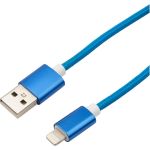 Кабель USB - Lightning REXANT 1 м, для iPhone синяя нейлоновая оплетка 18-7052 (артикул 21956212) – фото 1