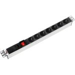 Блок розеток ЦМО Rem-16 с выключателем, 7 Shuko, вход IEC 60320 C20, 16A, алюминий 19 R-16-7S-V-440-Z (артикул 16301492) – фото 1