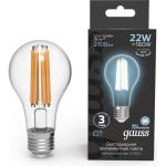 Лампа Gauss Filament А70 22W 2100lm 4100К Е27 LED 1/10/40 102902222 (артикул 23563443) – фото 1