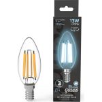 Лампа Gauss Filament Свеча 13W 1150lm 4100К Е14 LED 1/10/50 103801213 (артикул 23563473) – фото 1