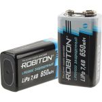 Аккумулятор ROBITON LIR9V650 "Крона" 7.4В 650мАч с защитой 16393 (артикул 22995933) – фото 1