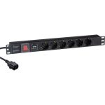 Блок розеток ExeGate ServerPro PDU-19H609 Al-6S-C14-2CU-SPD1 19 1U алюминий 6Schuko кабель с C14 2м SPD1. 280834 (артикул 17619078) – фото 1